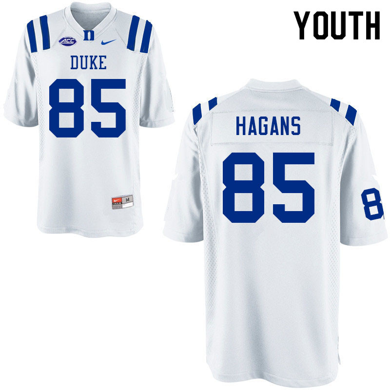 Youth #85 Sahmir Hagans Duke Blue Devils College Football Jerseys Sale-White